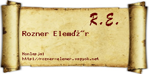 Rozner Elemér névjegykártya